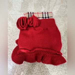 FASHION PET RED PLAID WITH BOW TEACUP DOG SWEATER NEW